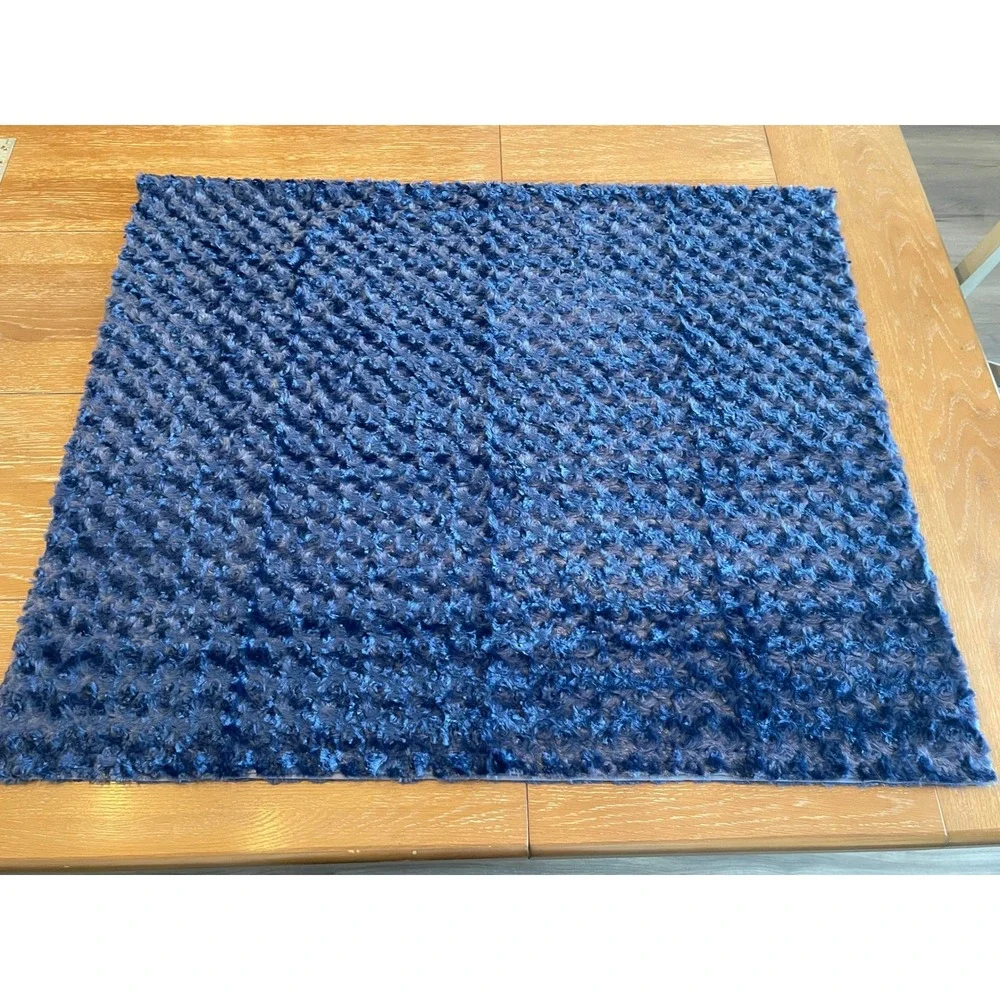 Navy‎ Blue Rose Swirl Faux Fur Fabric 60